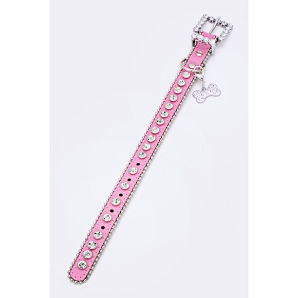 Crystal Heart Pink Beaded Dog Collar | Necklace | Pawsome  Ball Chain Crystal Dog Collar - Pink